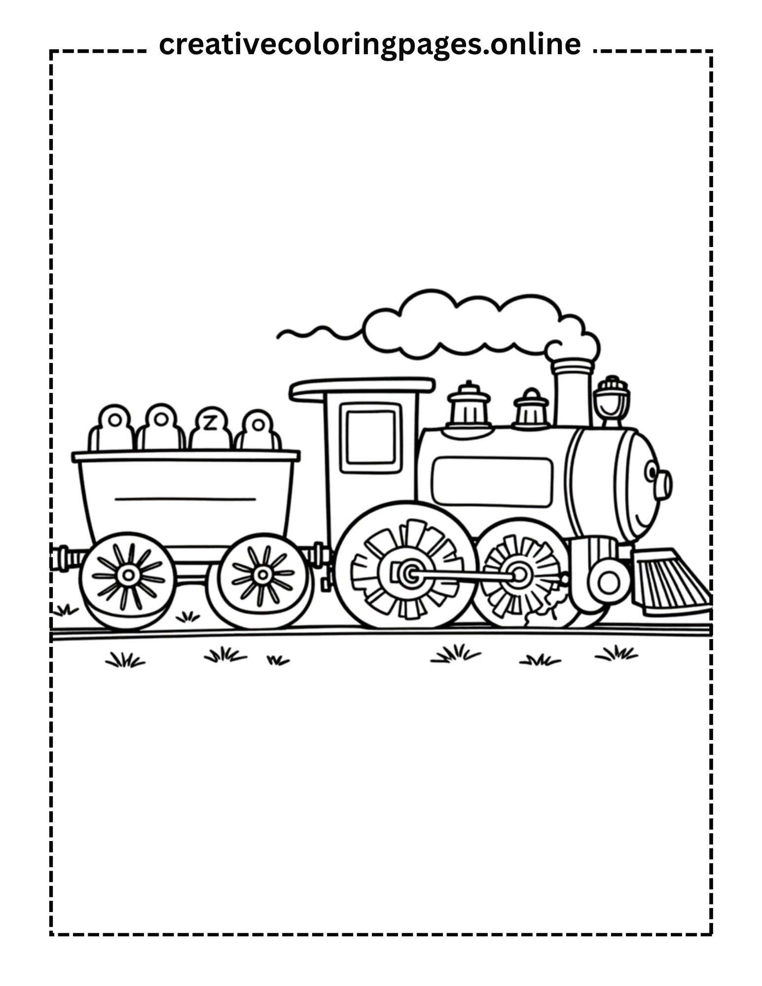Steam Train with Alphabet Cart Coloring Page
