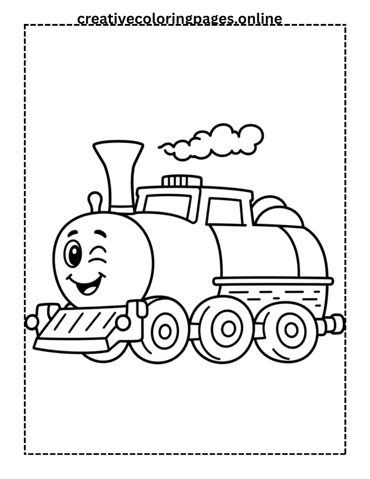 Winking Train Coloring Page