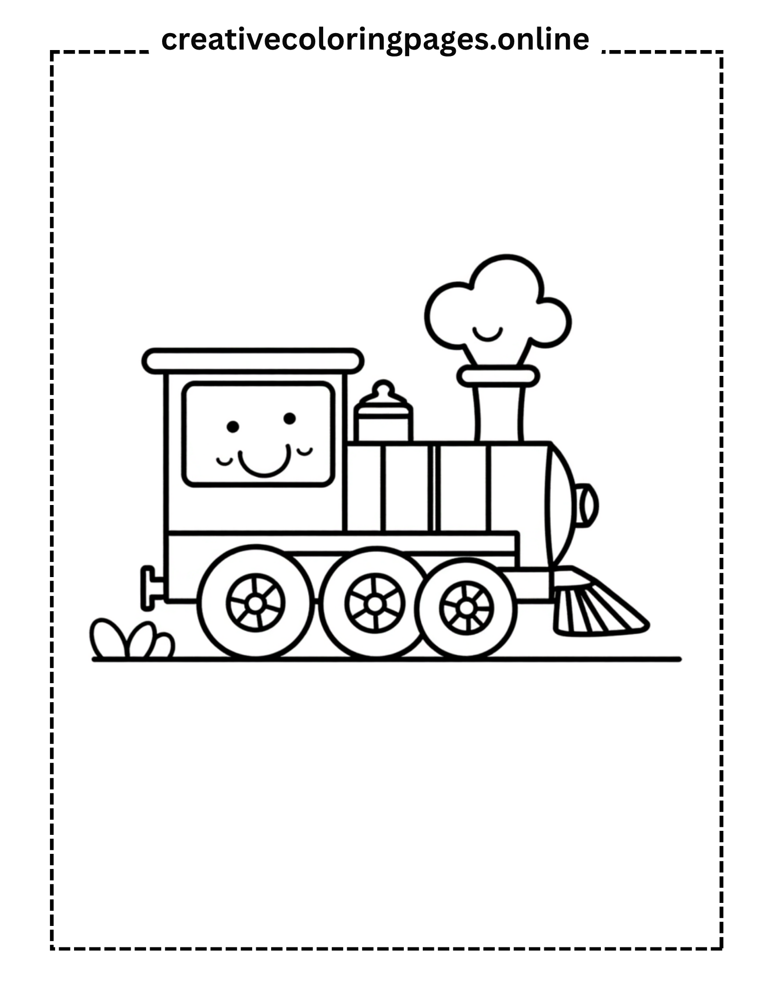Cute Train with Smiley Window Coloring Page